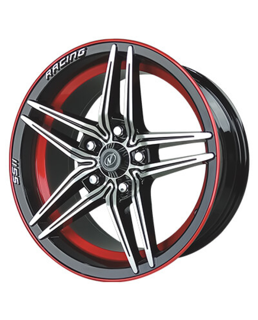 Xolt in Black Machined Double Red finish. The Size of alloy wheel is 15x7 inch and the PCD is 5x114.3(SET OF 4)